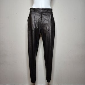 Spanx Faux Leather Jogger Pants Black Size Large
